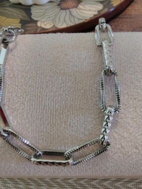 Silver Textured Link Bracelet